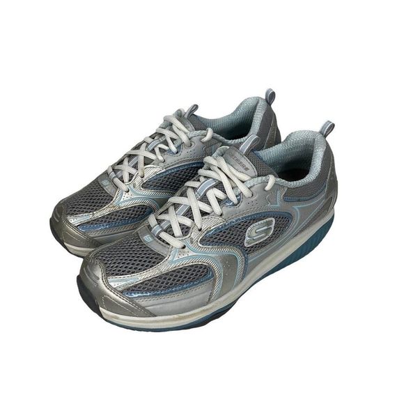 Skechers Shape Ups Women's 8.5 XF Accelerators Silver Blue White 12320 Toneing - Picture 2 of 10